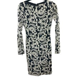Alice‎ + Olivia  Black and White Embroidered Dress Back Cut Out Size 0 Preowned
